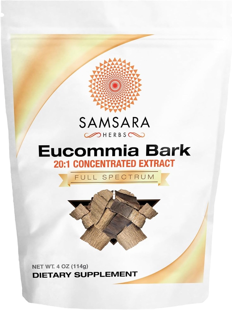 Samsara Herbs Eucommia Extract Powder - 20: 1 Koncentreret ekstrakt (4oz / 114g)