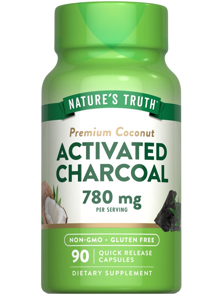 Nature 's Truth Aktiveret Charcoal Capsules Note 124; 90 Greve Note 124; Non- GMO & Gluten Free Supplement