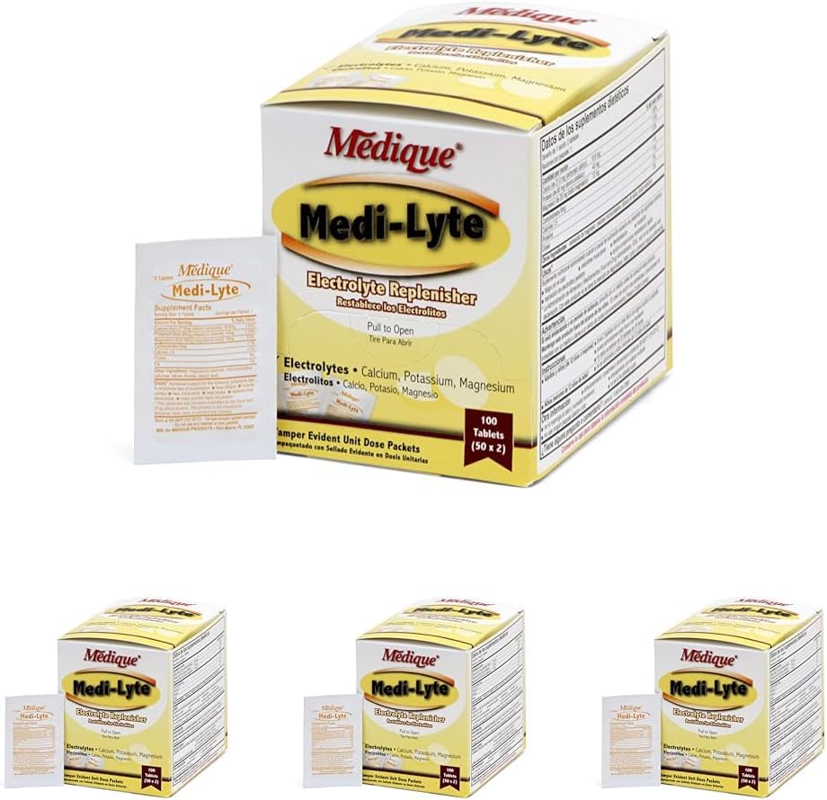 Medique 03033 Medit- Lyte Electrolyte Tablets w / Kaliumchlorid til kramper, 100- Tablets (pakning med 4)