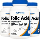 Nutricost folinsyre (vitamin B9) 1000 mcg, 240 kapsler (3 flasker)