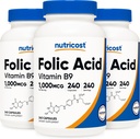 Nutricost folinsyre (vitamin B9) 1000 mcg, 240 kapsler (3 flasker)