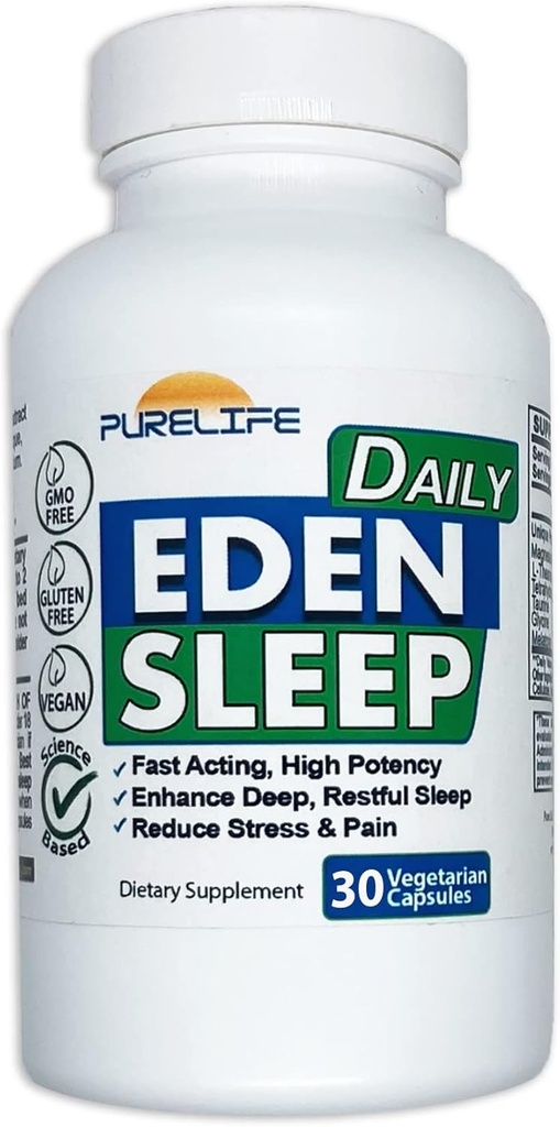 Eden Daily Sleep [New GABA Free Formel] - Fall Assaple Hurtigere, Slap af din krop, fremme dyb og rolig søvn (30 Veganske kapsler)