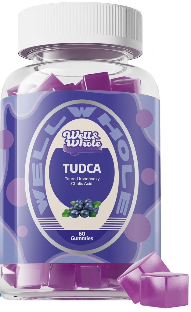 Godt & hele TUDCA Bile Salts Gummies Leverstøtte Kosttilskud 1000mg + Mælk Thistle 500mg - Klinisk undersøgt leverstøtte til Detox & fordampning - Vegan, Non- GMO - 60 Greve Buds