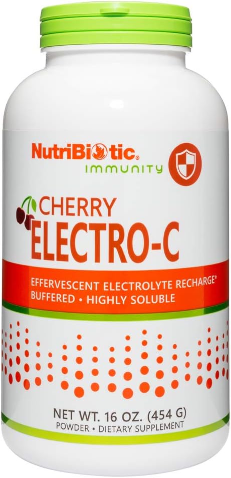 Nutribitic - Cherry Electro-C Vitamin C & Electrolyte Powder, 16 Oz - 124; 850 Mg Vitamin C Per Serving C124; Effervescent Electrolyte Recharge C124; Bufferet & Højtydende Opløselig C124; Non- GMO & Gluten Free