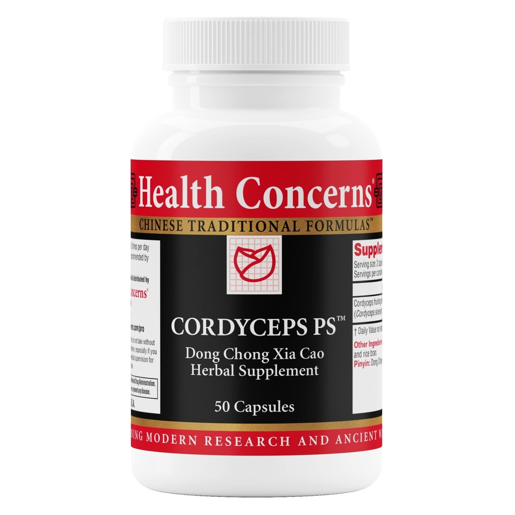 Health Concerns Cordyceps PS – Lung Support & Respiratory Health Supplement – Mushroom Fruiting Body for Immune Function, Heart Health, Circulation, Athletic Energy, Oxygen Support – 50 Capsules