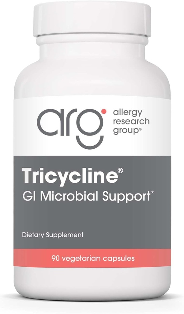 Allergy Research Group Tricycline - GI Balances, Gut Health, Berberine Sulfate, Artemisinin, Citrus Seed Extract, Black Walnut Hulls, Gluten Free, Vegetariske Kapsler - 90 Greve