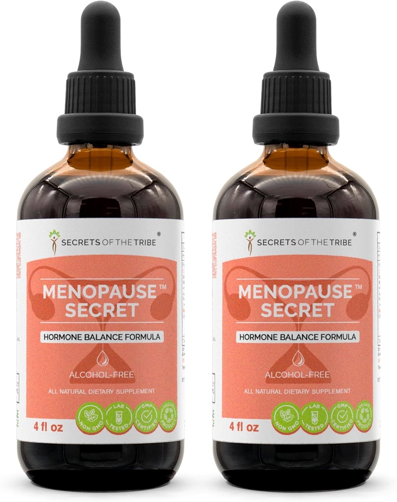Menopause Secret Alcohol- Free, Glycerite Black Cohosh, Vitex, Red Clover, Maca, Dong Quai, St. John 's Wort. Tinktur, urteudtræk Hormonbalance Formel 2x4 OZ