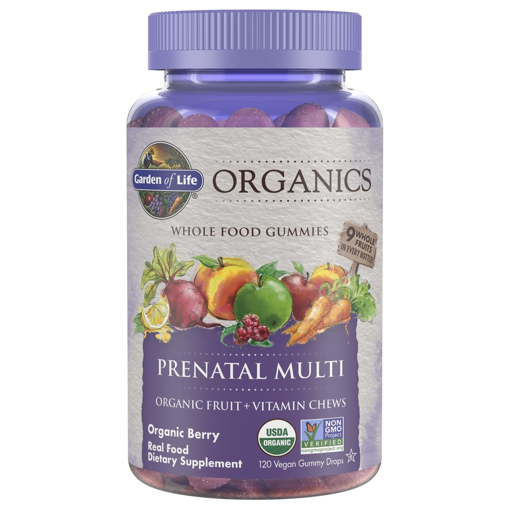 Have af liv Organics Prenatal Gummies Multivitamin med vitamin D3, B6, B12, C & Folate for Sund Føtale Udvikling - Økologisk, Non- GMO, Gluten- Free, Vegan, Berry Flavor, 30 Day Supply