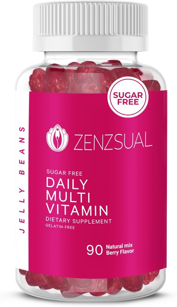 ZENZSUAL Daily Multivitamin Jellybeans - Chewable, Sugar- Free, og Vegetarian-Friendly Dietary Supplement- Immunity Support, Wellness Delight, Gelatin- Free (90 Natural Mix Berry- Flavored)