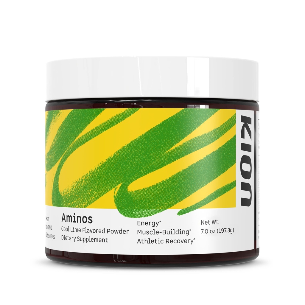 Kion Aminos Essential Aminosyrer Supplement - Aminosyrepulver, Amino Energy Powder, Essentiel energi uden koffein, Essential Aminosyrer, BCAA EAA - 30 Servere, Cool Lime