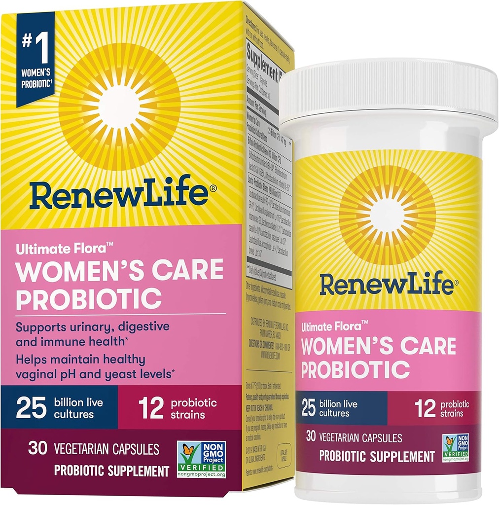 Renew Life Women? s Probiotic - Ultimate Flora Probiotic Women 's Care, Hylde Stable Probiotic Supplement - 25 milliarder - 30 plantekapsler