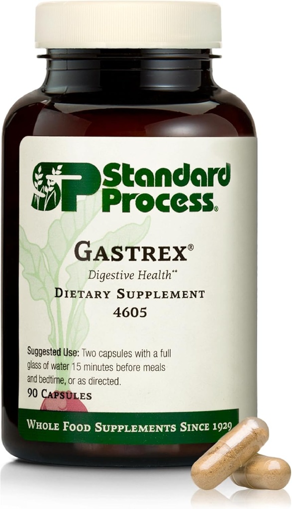 Standard Process Gastrex - Supplement til fordøjelse & GI Tract Support - Indeholder Niacin - Non- Dairy & Non- Soy - 90 kapsler (45 Servere)
