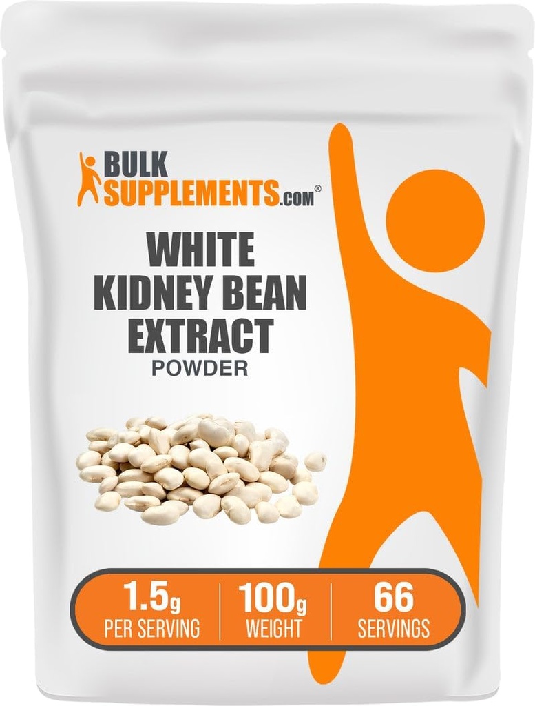 Bulkadditions.com Hvid Nyre Bean Extract Powder - Hvid Nyre Bean Powder - Urtetilskud - Gluten Free, 1,5 g per Serving, 100g (3,5 oz) (pakke med 1)