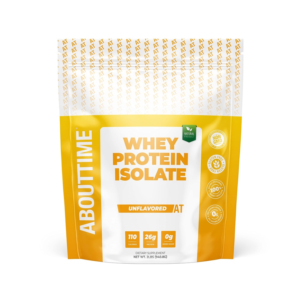 Om tid Unflavored Whey Protein Isolate Powder 26g, Naturlige ingredienser, Non- GMO, Gluten- Free, Lactose- Free, Ingen kunstige sødestoffer, Lav Carb, 32 Serveringer