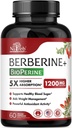Berberine Supplement 1200mg - 5X Højere Absorption - Ultra Pure 98% Berberine HCL - Sund vægthåndtering, immunforsvar - Ikke GMO, fremstillet i USA - 60 Veganske kapsler