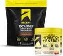 Duft 100% Whey Protein Powder, Chokolade 4 LB & Hydration + Energy Electrolytes, Raspberry Lemonade 40 Servering