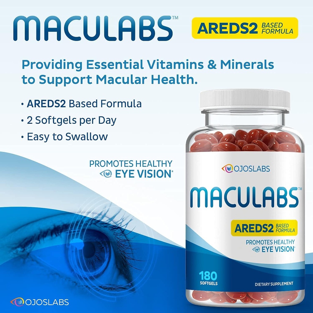 Eye Vitamin - AREDS 2 baseret formel - Eye Vitamin med Lutein & Zeaxanthin til Macular Health - Vision Kosttilskud til voksne - 180 Softgels Support & Care for Eyes - Made in USA