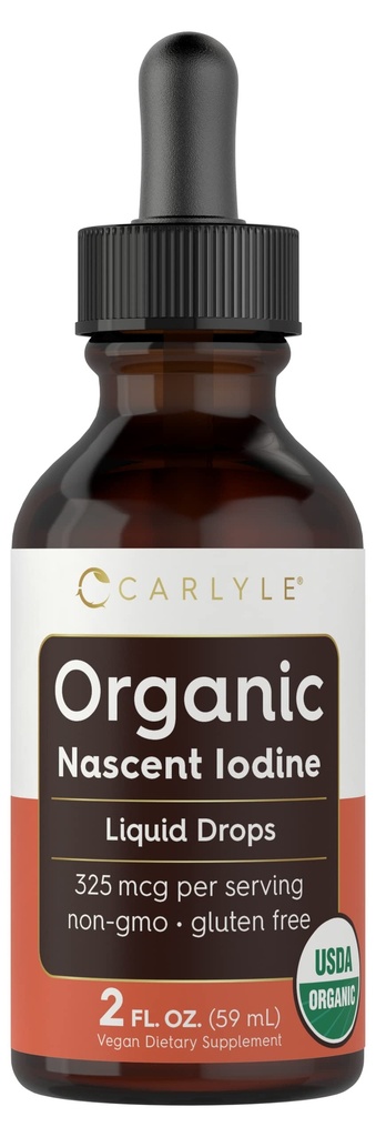 Carlyle Organic Nascent Jod Liquid Drops Shut 124; 2 fl oz Shut 124; Vegan Supplement Shut 124; Non- GMO, Gluten Free
