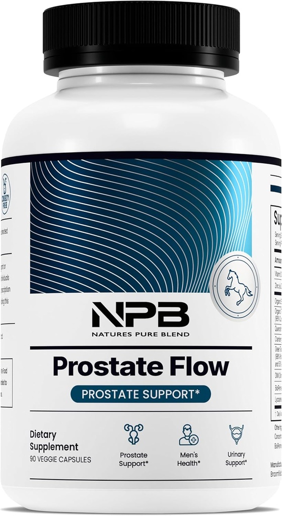 Naturens Pure Blend Prostate Flow - Prostata sundhed kosttilskud til mænd med Saw Palmetto, Urtekompleks og essentielle næringsstoffer - Støtte til flow, balance, hårstyrke og wellness - 90 kapsler
