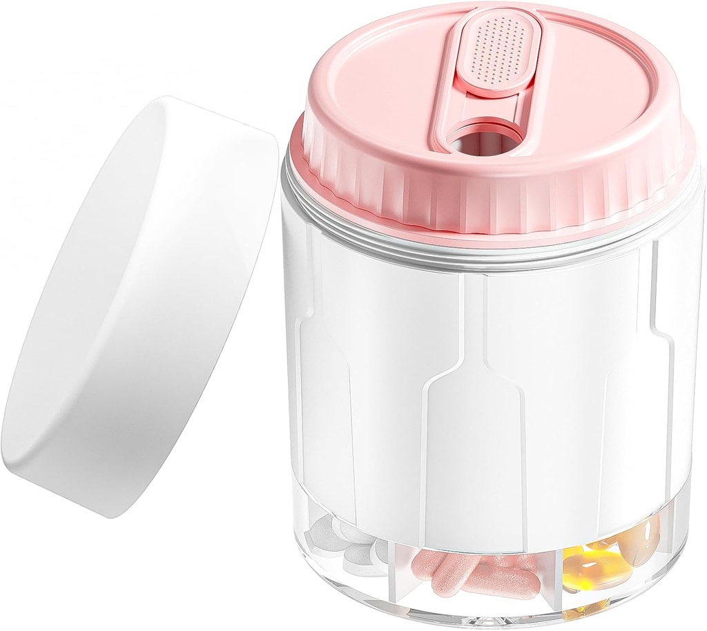 Ugentlig rejse Pill Organizer, Daily Supplement Organizer med 7 store kompartmenter, Pill Box sag let at bruge, Stor Vitamin Dispenser, Multifunktion Pill Storage Hold til Medicin (Pink)