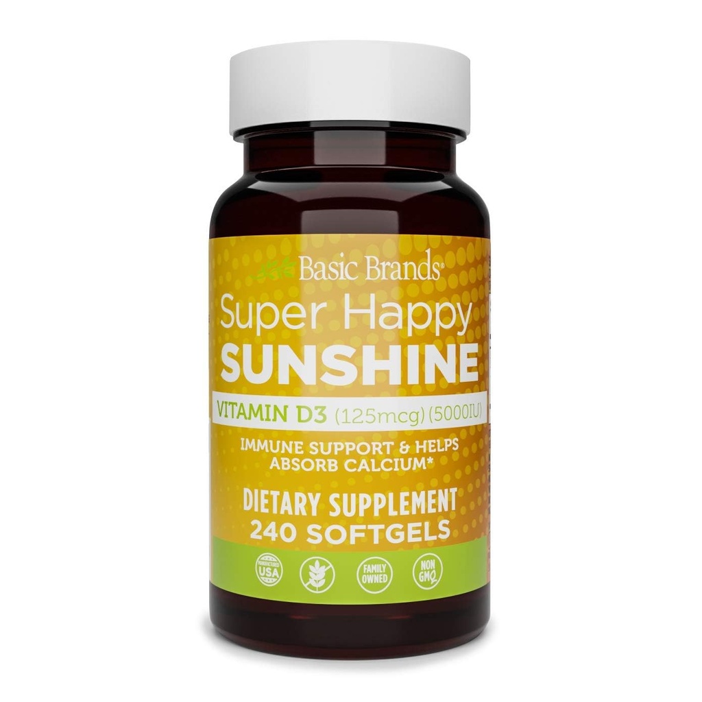 Basic Brands Super Happy Sunshine D3 5000IE, 240- tal (pakning med 1)