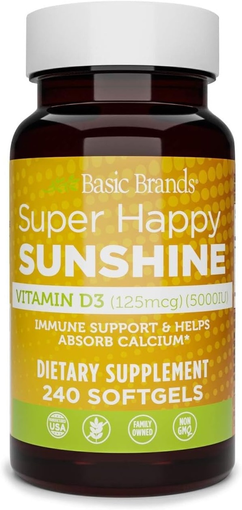 Basic Brands Super Happy Sunshine D3 5000IE, 240- tal (pakning med 1)