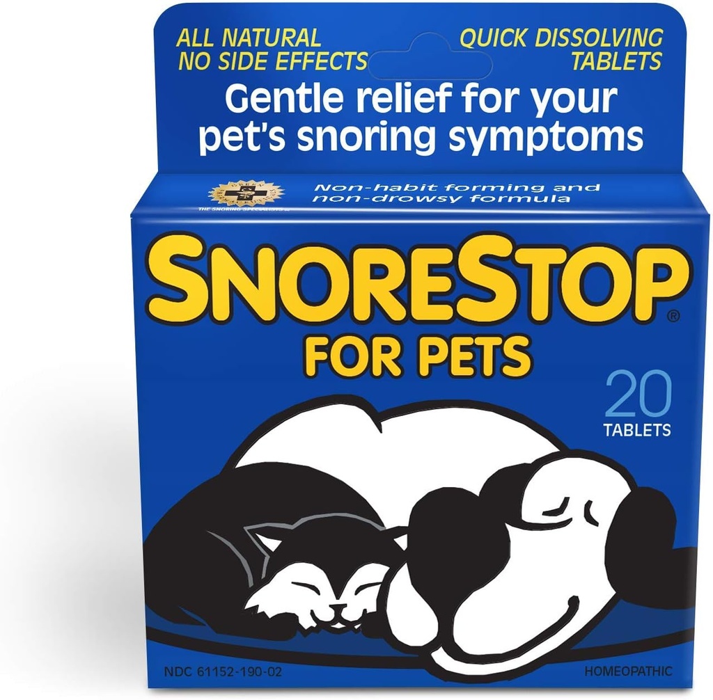 SnoreStop for kæledyr 20 tyggetabletter I Natural Anti-snorken Solution I Snore Relief for Dogs Cats I Stop Snoring Aid I Sleep Remedy I Device Free I Hjælper Stop Snores I Anti- snore Aid