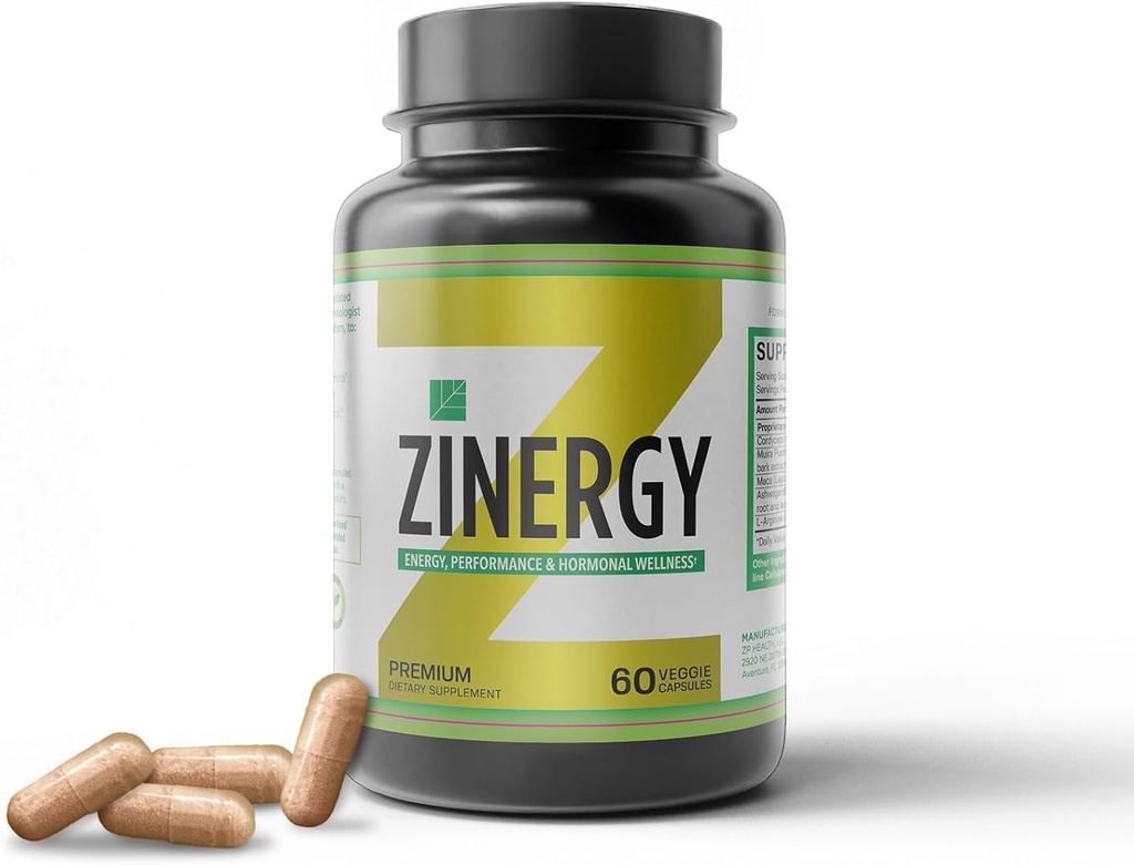 Dr. Zisman ZINERGY Natural Energy & Vitality Support – All-Natural Formula for Men and Women – Enhances Energy Levels & Hormonal Balance – 60 Premium Capsules