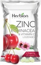 HERBION Naturals Zink, Echinacea & C-vitamin Lozenges 25 CT, Kosttilskud til voksne og børn 5 +, fremmer wellness for hele familien, 25 Greve, Cherry, pakke med 1