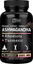 Ashwagandha Complex - Organic Ashwagandha Root Powder + Rhodiola Rosea + gurkemeje - Premium Support Formel - Ashwagandha kapsler supplement