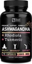 Ashwagandha Complex - Organic Ashwagandha Root Powder + Rhodiola Rosea + gurkemeje - Premium Support Formel - Ashwagandha kapsler supplement