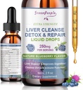 GREENPEOPLE Liver Cleanse Detox & Repair Drops - Liver Supplement w/Milk Thistle Silymarin, Artichoke & Dandelion for Liver Detox & Support- 16x Potent Herb-Nutrients - 2Fl Oz Blueberry Flavor