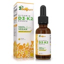 Vegan Liquid Drops D3 K2 (MK7) - 100% Plant Based Liquid Vitamin D Forbedret med kokosolie til Max Absorption - 1 Servering = 1000 IE VIT D3 og 200 mcg VIT K2