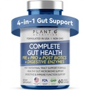 4-in-1 Gut Health Support - Prebiotika + Probiotika + Postbiotika + fordøjelsesenzymer - DE111 Spore Probiotika til fordøjelsesstøtte & bloating - Non- GMO, Lavet i USA - 60 Veggie Kapsler