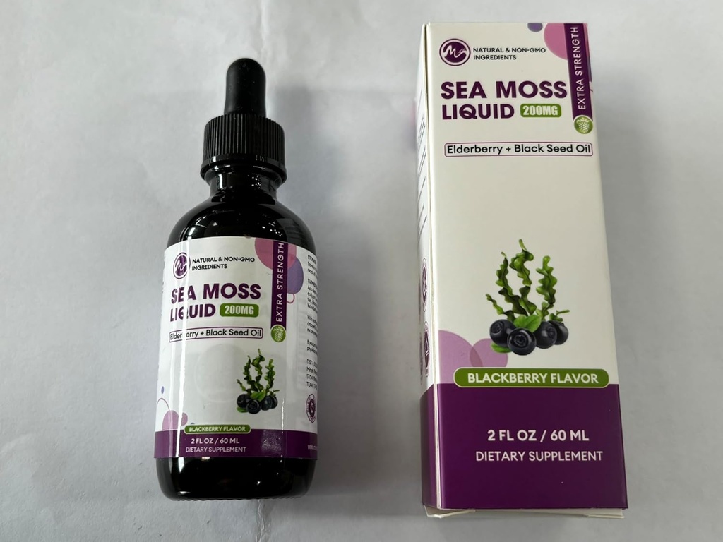 Irish Sea Moss Liquid Drops - Irish Sea Moss, Black Seed Oil, Elderberry & Burdock Root - 6X stærkere Sea Moss Advanced Drops til immunforsvar
