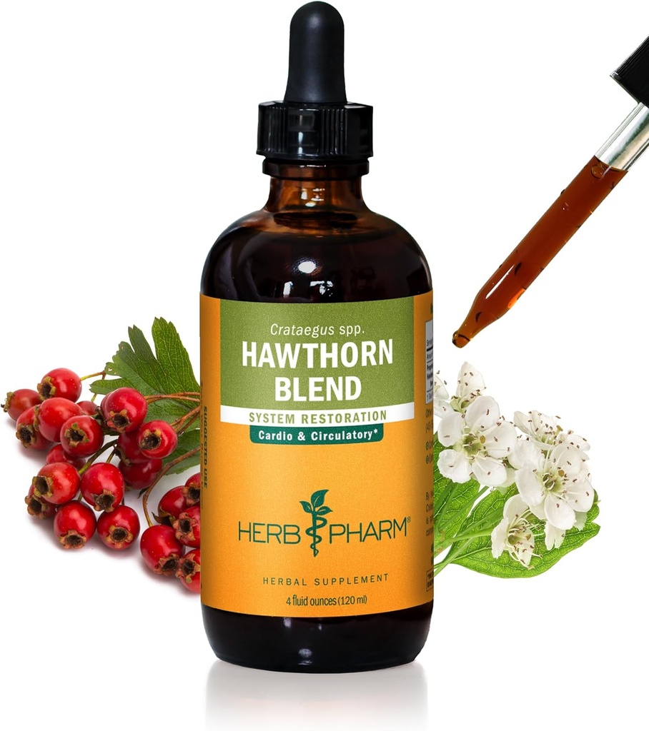 Herb Pharm Hawthorn Blend Liquid Extract til cardiovaskulær og kredsløbsstøtte - 4 Ounce