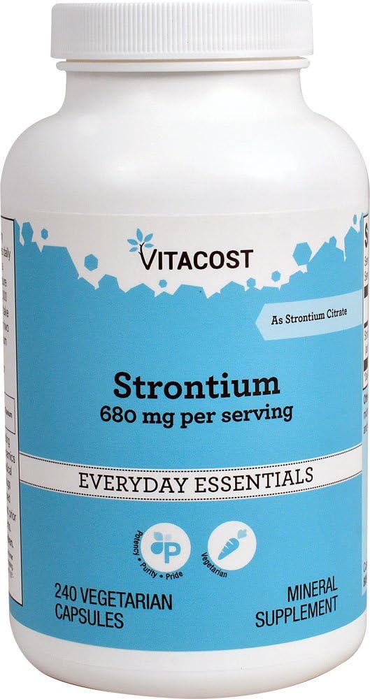 Vitacost Strontium - 680 mg per servering - 240 vegetariske kapsler