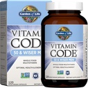 Livets Multivitamin til Mænd - Vitamin Code 50 & Wiser Mænd Raw Whole Food Vitamin Supplement med Probiotika, Vegetar, 120 Kapsler