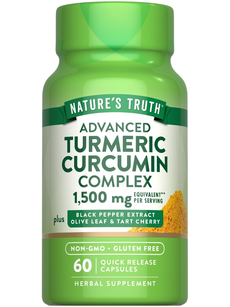 Nature 's Truth Turmeric Curcumin 1500 mg gmo 124; 60 kapseler 124; med Black Pepper Extract, Olive Leaf & Tart Cherry