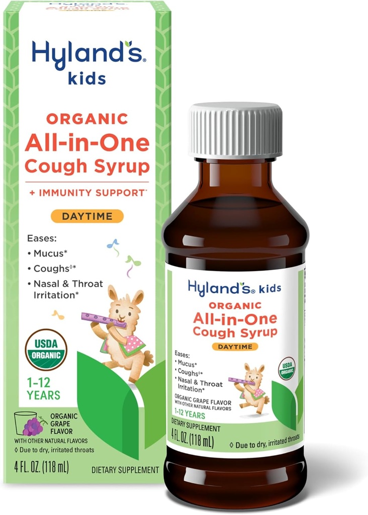Hyland 's Kids Organic Alt i én Hoste Syrup Dagtid - Grape