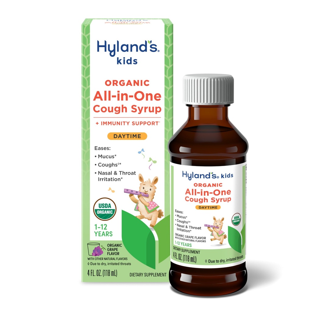 Hyland 's Kids Organic Alt i én Hoste Syrup Dagtid - Grape