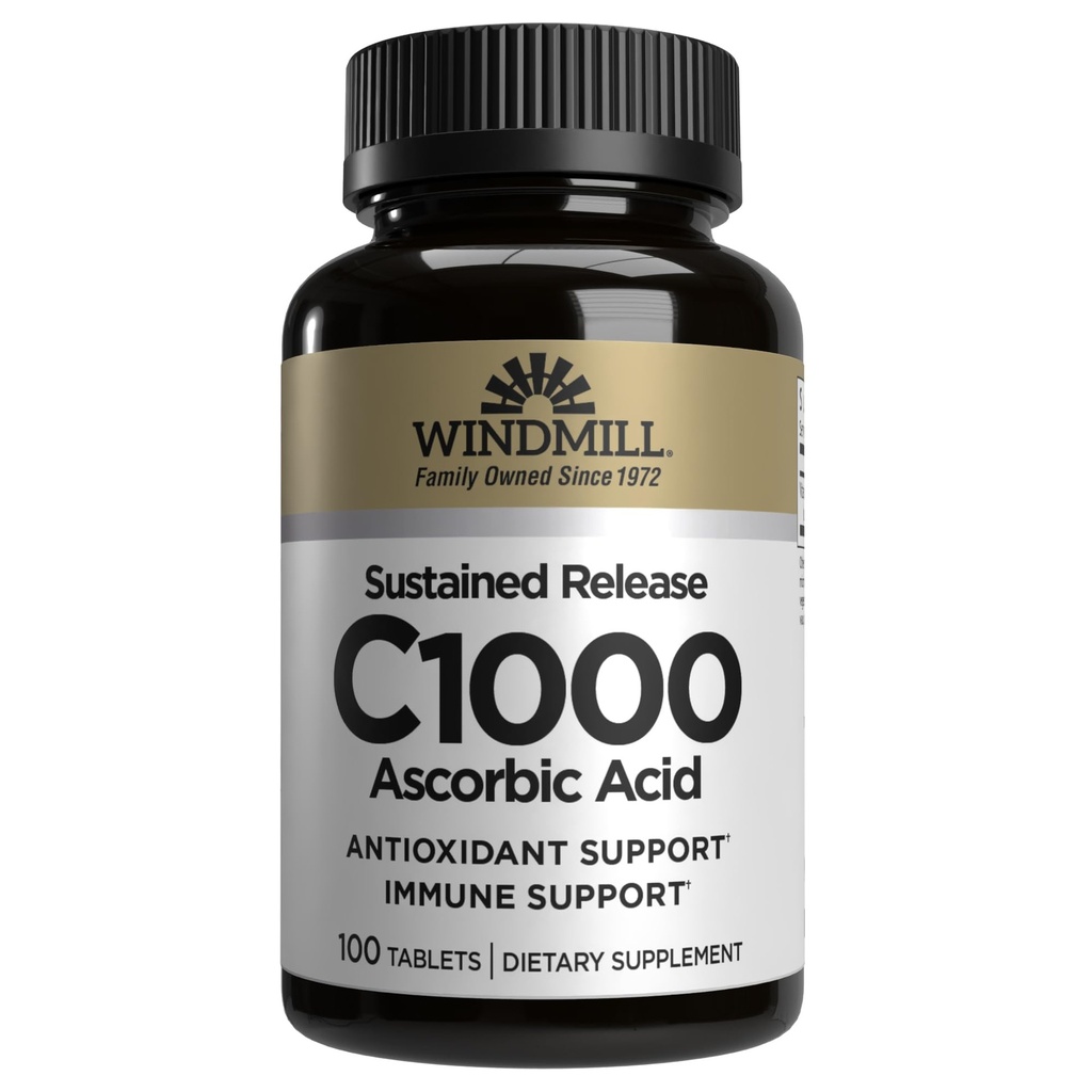Windmill Vitamin C- 1000 tabletter Vedvarende udgivelse 100 tabletter