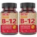 DEVA Vegan Vitamin B12 Fast Opløs Supplement - Once- Per- Day Complex med 1000 Mcg Methylcobalamin B12, Folsyre, B6 - Lemon Flavor - 90 opløselige tabletter, 2 - Pack