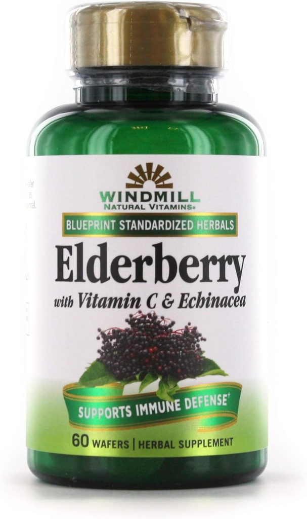 Windmill Elderberry med C-vitamin & Echinacea Kapsler 60 Ea