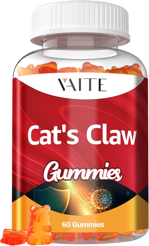 Katte Claw Herbal Kosttilskud 1000mg Gummies - Uncaria Tomentosa Extract, Vegansk Immunstøtte, Fælles Sundhed, Inflammatorisk Balance, Samlet Wellness, Sugar- Free, Gluten- Free, 60 Chewables