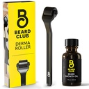 The Beard Club Derma Roller & Beard Growth Oil - Mikroneedling Roller med 540 Titanium Mikroneedles til ansigt, krop og skalp - Beard Roller med Sandalwood & Cedar Beard Oil