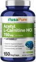 NusaPure Acetyl L- Carnitin 750mg per Caps 150 Veggie Kapsler (ikke- GMO, Vegan) High Potency Acetyl L Carnitin HCL (ALACAR)