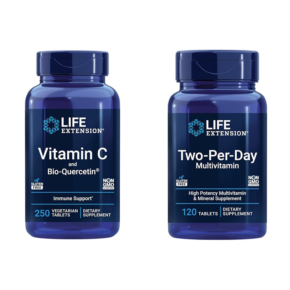 Life Extension Vitamin C & Quercetin Phytosome Plus Multi- Vitamin & Mineral Supplement - 250 tabletter & 120 tabletter