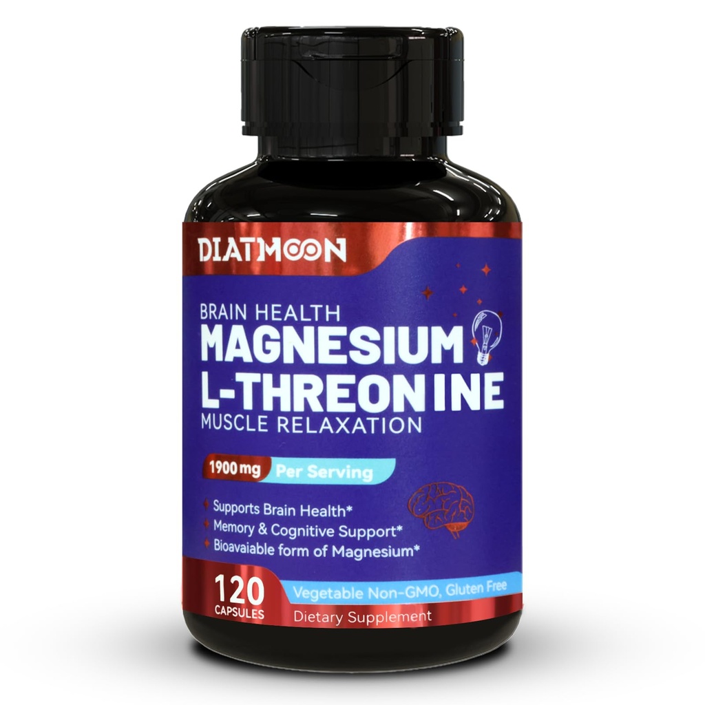 Magnesium L- Threonin kapsler, Magnesium Threonin supplement, 1900 mg Magnesium L- Threonin, Non GMO, Gluten Free - 120 Veg kapsler