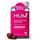 HUM hår stærk daglig hårvækst gummier med biotin, zink, B12-vitamin til støtte vækst, folinsyre & vitamin B12 Gummy vitaminer til sund hårstøtte for kvinder og mænd, 60 gummies